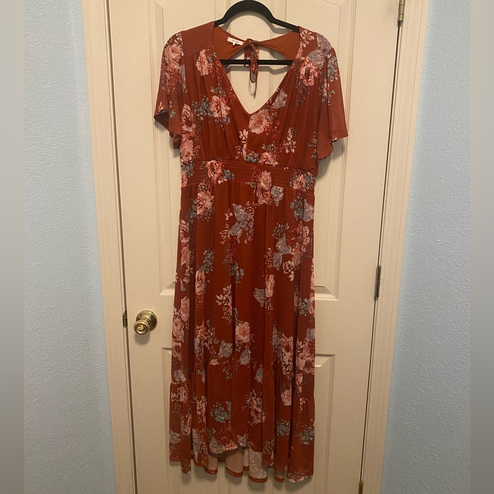 Open back high low dress